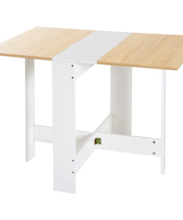HOMCOM Wooden Folding Table Writing Desk Oak, White Home Office