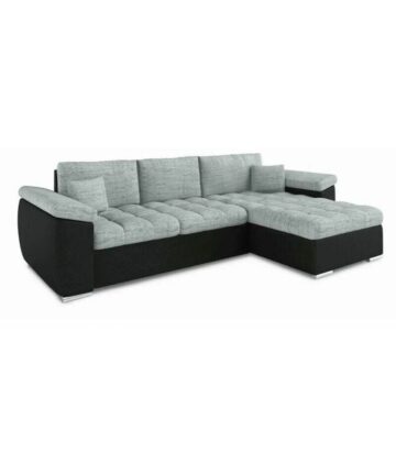 Vegas Universal L-Shape Corner Sofa Bed - Grey & Black