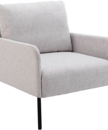Accent Chair Upholstered in Linen Single Sofa Occasional Lounge Armchair with Metal Legs for Bedroom Living Room, Beige, Wahson