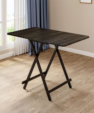 Black 100x60cm Folding Wooden Dining Table