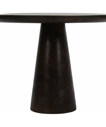 Natural Solid Dark Mango Wood Round Dining Table