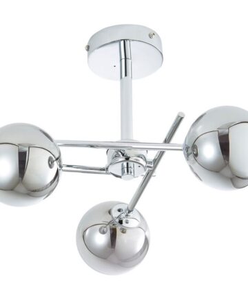 Litecraft Estelle Ceiling Light Bathroom Semi Flush IP44 3 Arm - Polished Chrome