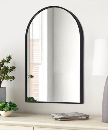 Black 70cm Aluminum Arched Wall Mirror