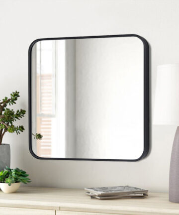 Black 70cm Square Wall Mirror with Aluminum Alloy Frame