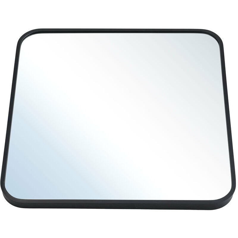Black 70cm Square Wall Mirror with Aluminum Alloy Frame - Image 4