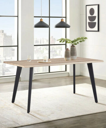 Dining Table, 140x80x75cm Kitchen Dining Table, 4 Seater Rectangular Dinner Tables with Metal Legs,Oka