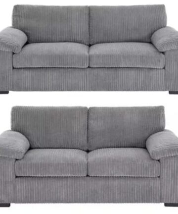 Collingdale Jumbo Cord Fabric 3+2 Sofa Set in Grey
