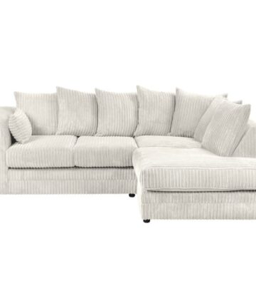 Dylan Jumbo Cord Fabric 4 Seater L-Shape Corner Sofa in Cream (Right Hand Corner)