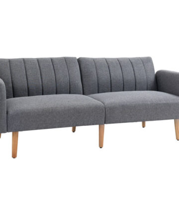 HOMCOM 3 Seater Linen Sofa Bed with Adjustable Backrest for Living Room