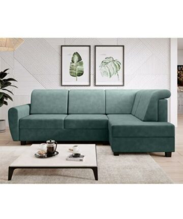 Milo Right Hand Facing Fabric Corner Sofa Bed - Mint
