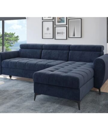 Bjorn Monolith Fabric Corner Sofa Bed - Navy Blue