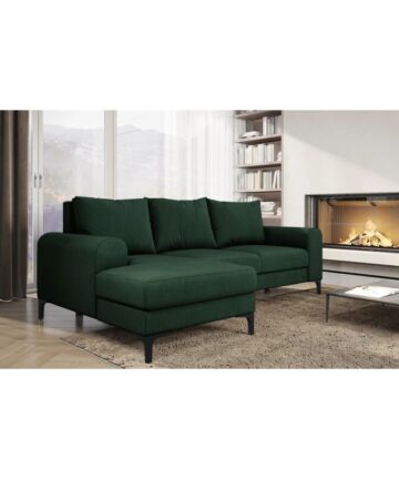 Instra Left Hand Facing Fabric Corner Sofa Bed - Bottle Green