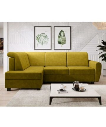 Milo Left Hand Facing Fabric Corner Sofa Bed - Mustard