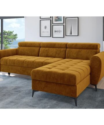 Bjorn Monolith Fabric Corner Sofa Bed - Mustard