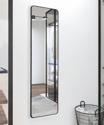 Black 160cm Modern Rectangle Metal Floor Mirror