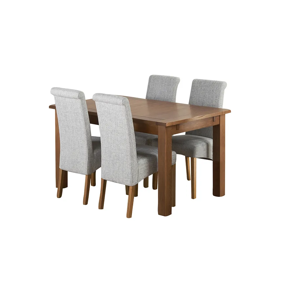 RUSHMERE 4ft 7" Extending Dining Table with 4 Chairs Rustic Solid Oak - Image 2