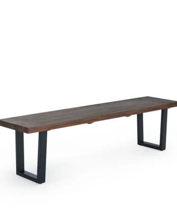 DETROIT Dining Table with 2 Benches Solid Hardwood & Metal