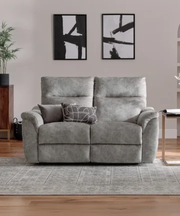 ALDO 2 Seater Electric Recliner Sofa Marble Silver Fabric