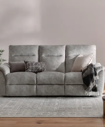 ALDO 3 Seater Electric Recliner Sofa Marble Silver Fabric