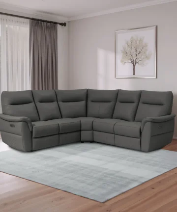 ALDO Large Corner Sofa Elephant Grey Leather