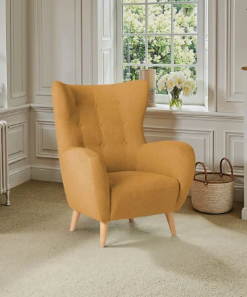 ALEXANDER Accent Chair Linen Mustard Fabric