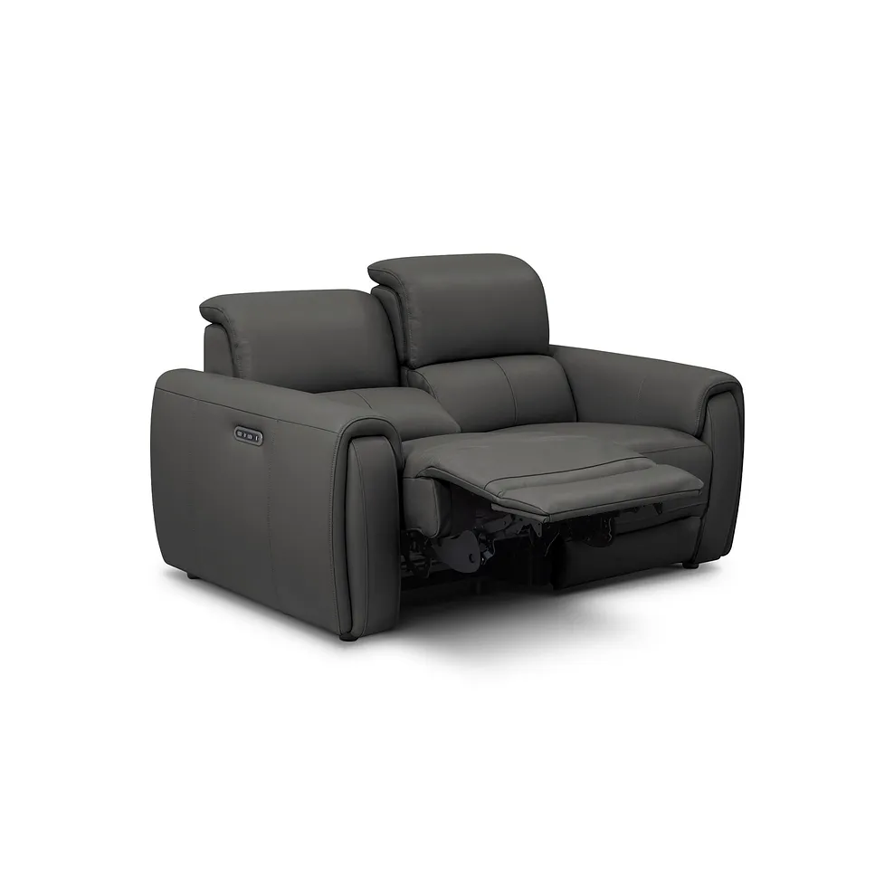 ARABELLA 2 Seater Electric Recliner Sofa with Power Headrests Elephant Grey Leather - Image 5
