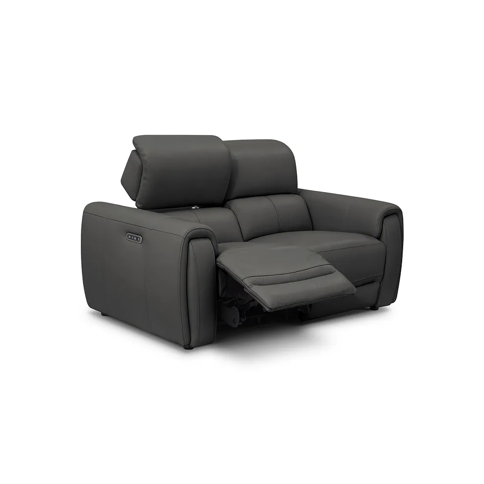 ARABELLA 2 Seater Electric Recliner Sofa with Power Headrests Elephant Grey Leather - Image 4