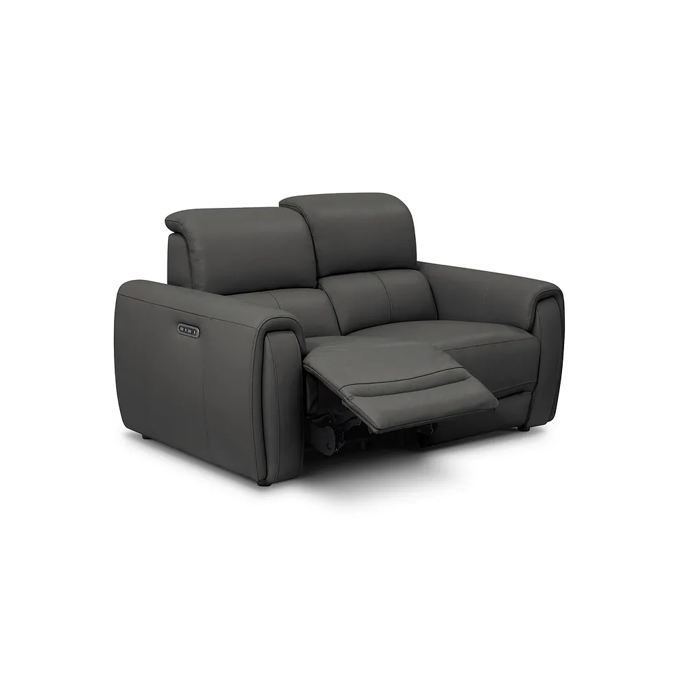 ARABELLA 2 Seater Electric Recliner Sofa with Power Headrests Elephant Grey Leather - Image 3