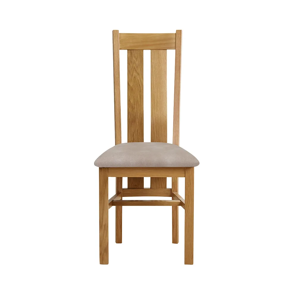 ARCHED Dappled Beige Fabric Dining Chair Natural Solid Oak