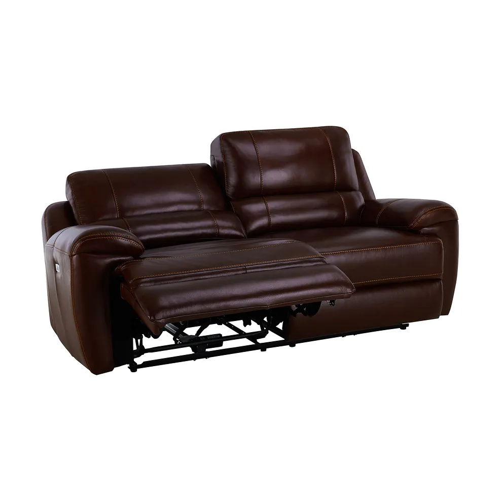 AUSTIN 3 Seater Electric Recliner Sofa with Power Headrest Two Tone Brown Leather - Image 7