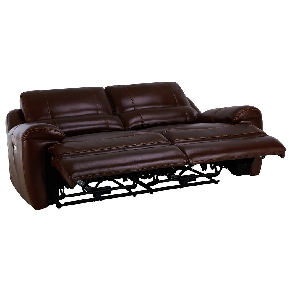 AUSTIN 3 Seater Electric Recliner Sofa with Power Headrest Two Tone Brown Leather - Image 8