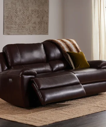 AUSTIN 3 Seater Electric Recliner Sofa with Power Headrest Two Tone Brown Leather