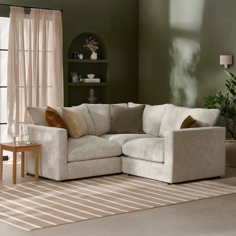 MALVERN Modular 3 Seat Corner Sofa Beige Fabric - Image 4