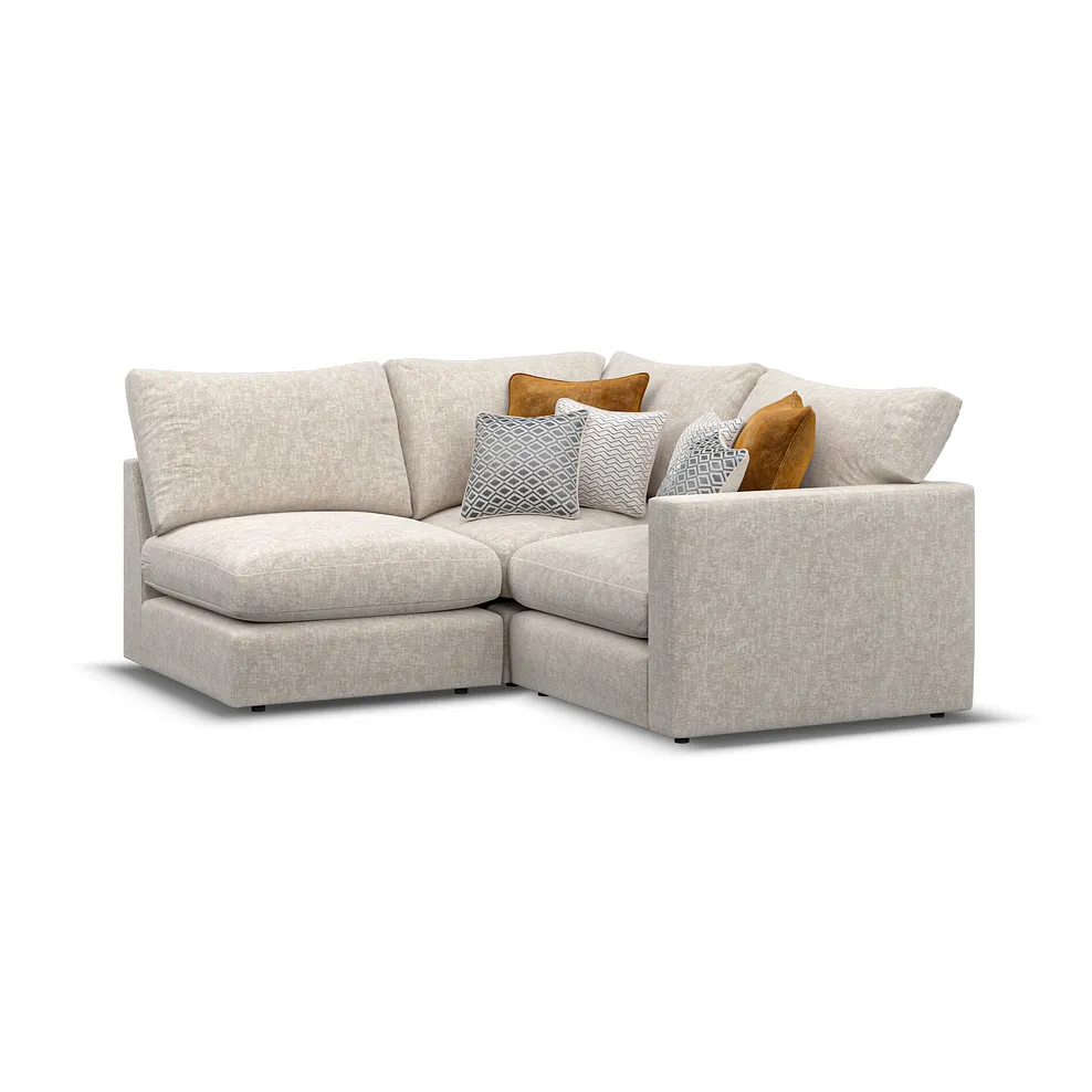 MALVERN Modular 3 Seat Right Hand Corner Sofa Beige Fabric - Image 2