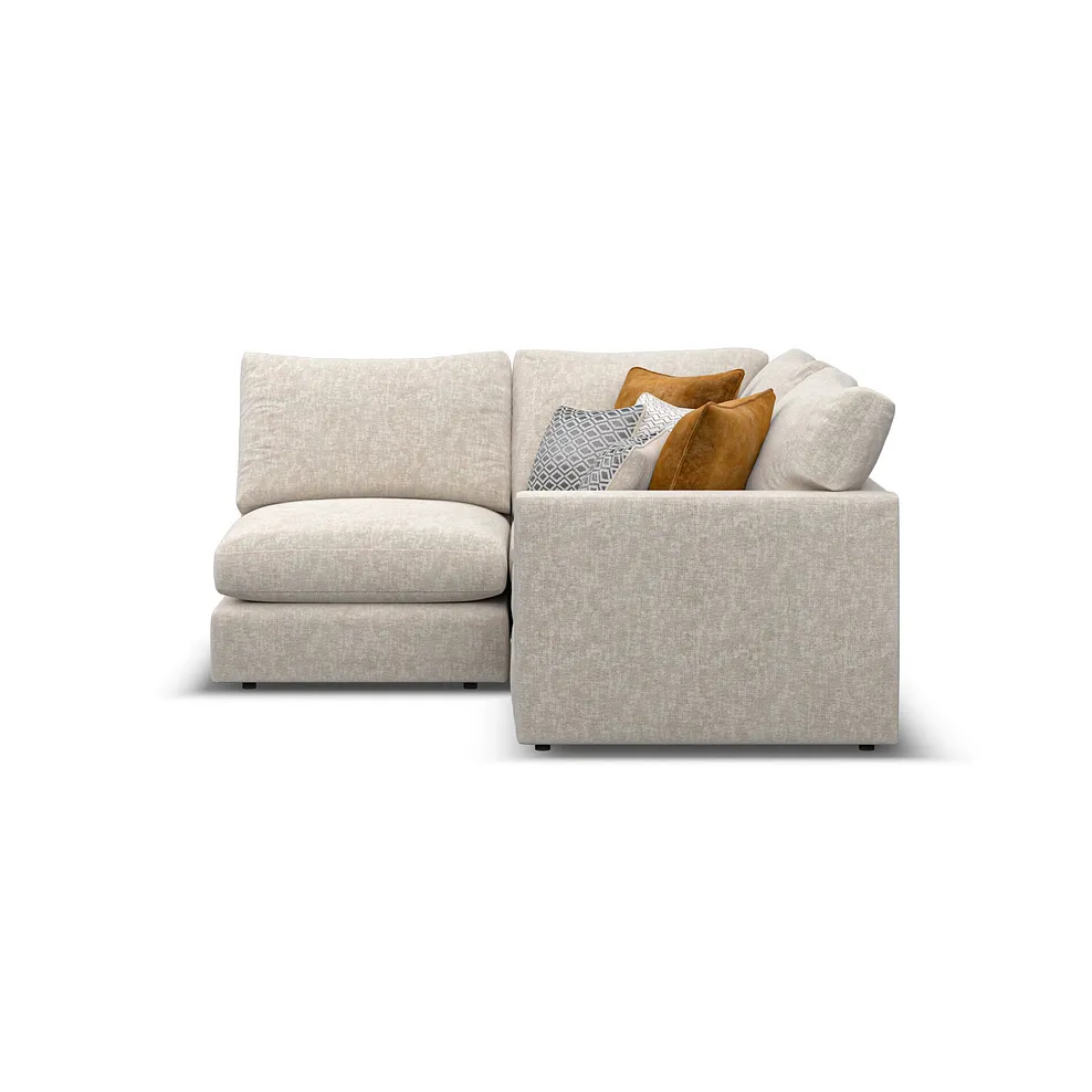 MALVERN Modular 3 Seat Right Hand Corner Sofa Beige Fabric