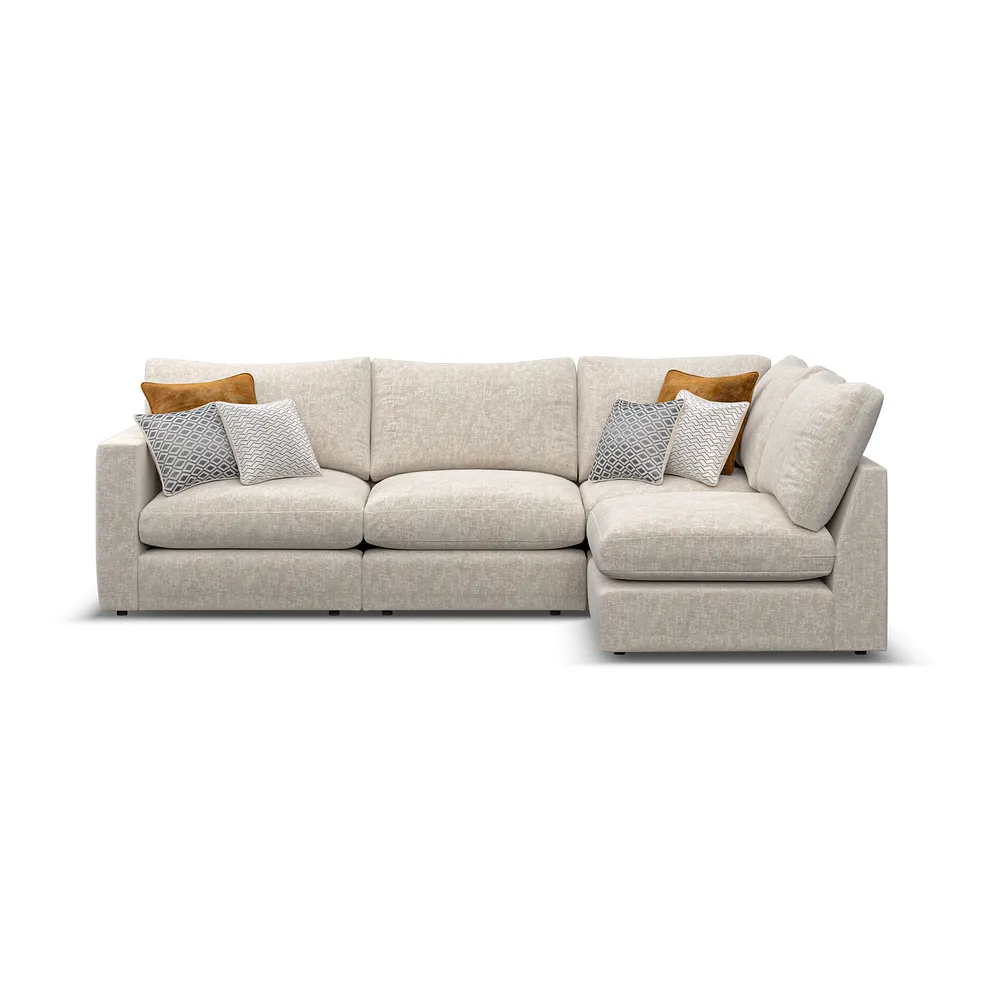 MALVERN Modular 4 Seat Left Hand Corner Sofa Beige Fabric - Image 3