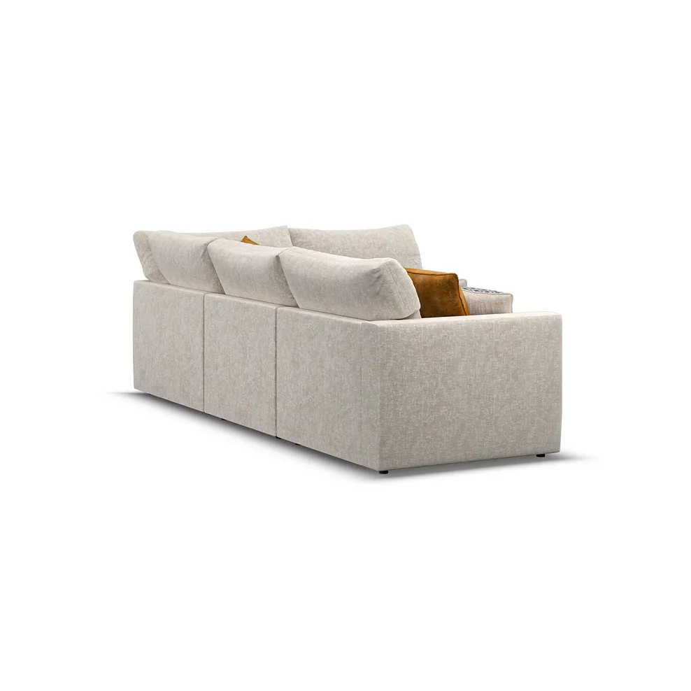 MALVERN Modular 4 Seat Left Hand Corner Sofa Beige Fabric - Image 4
