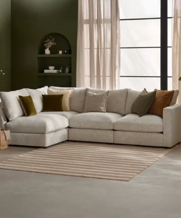 MALVERN Modular 4 Seat Right Hand Corner Sofa Beige Fabric