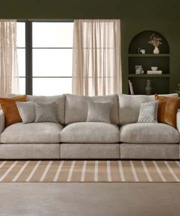 MALVERN Modular 3 Seat Sofa Beige Fabric