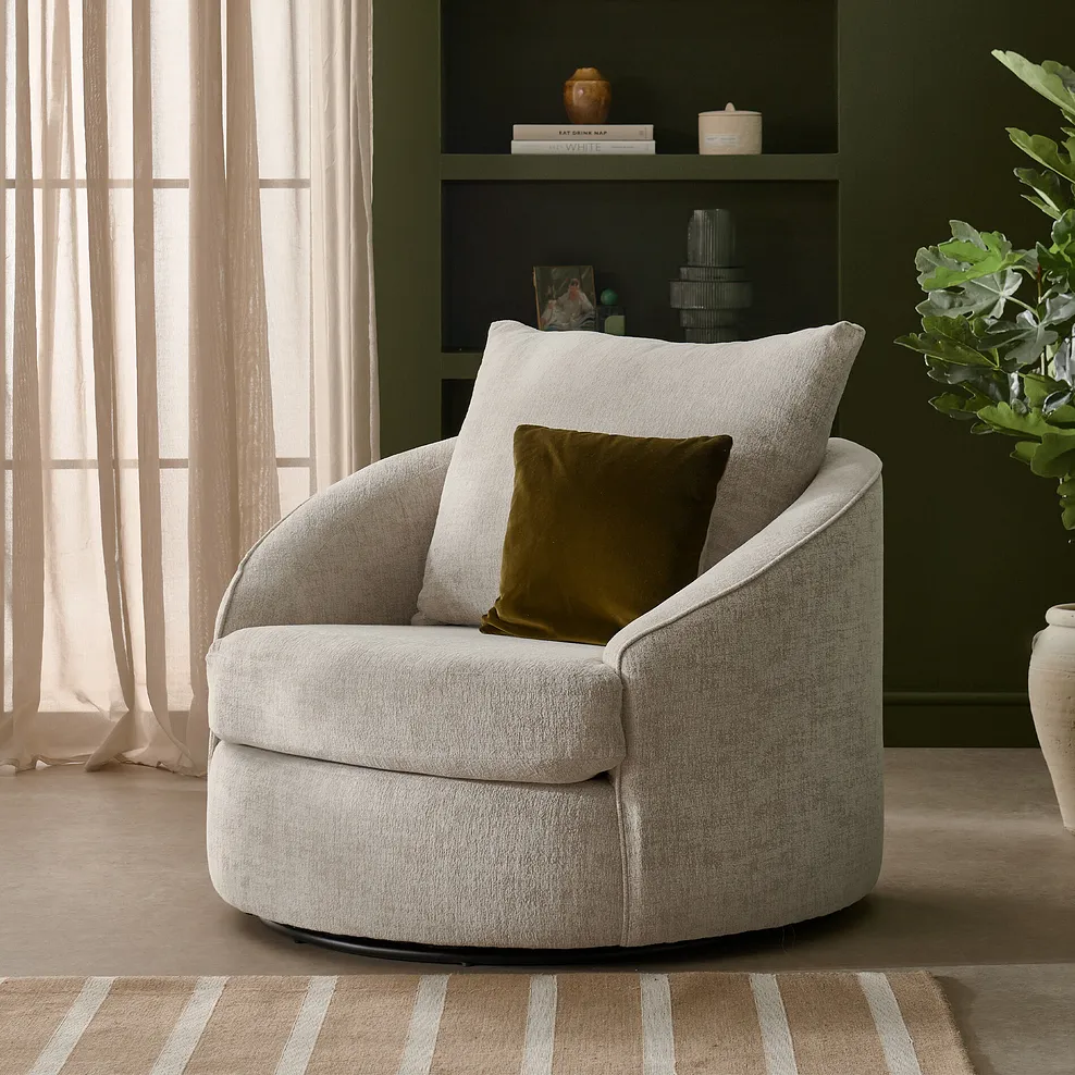 MALVERN Swivel Chair Beige Fabric
