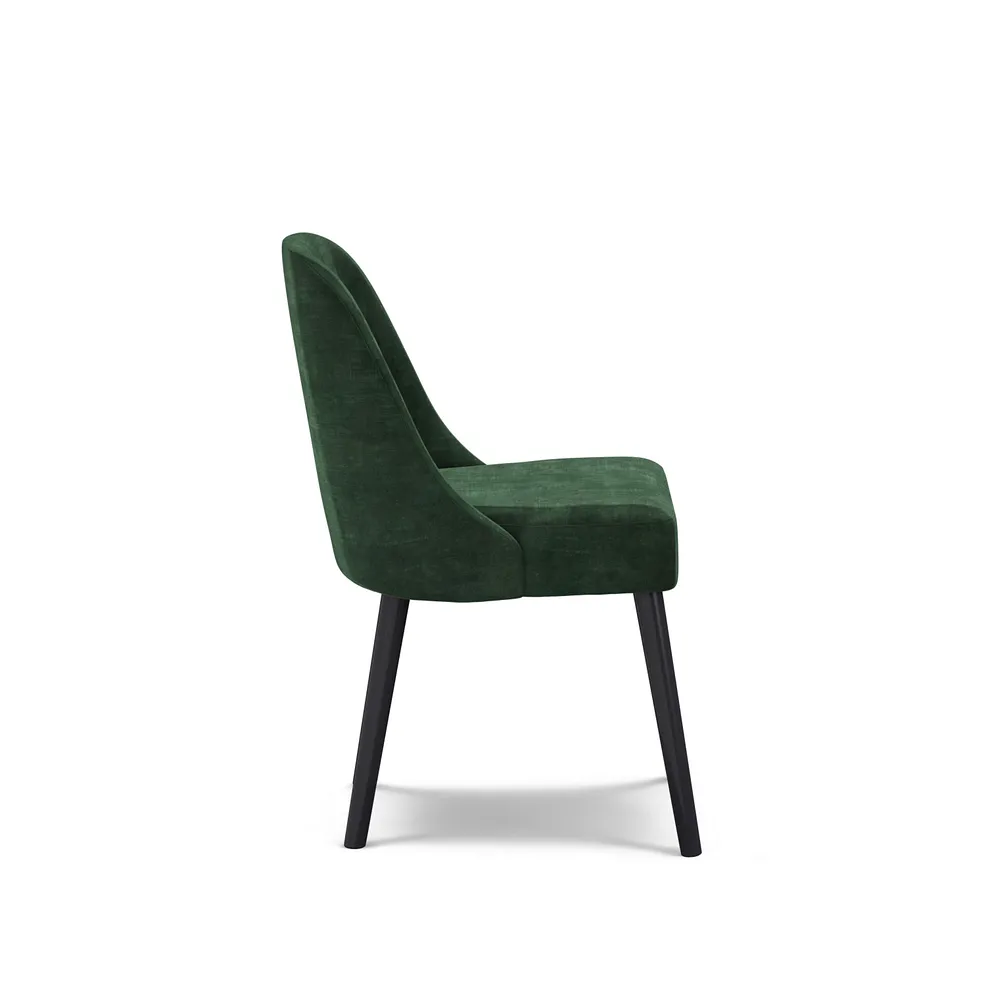 BETTE Bottle Green Velvet Chair Black Hardwood - Image 5