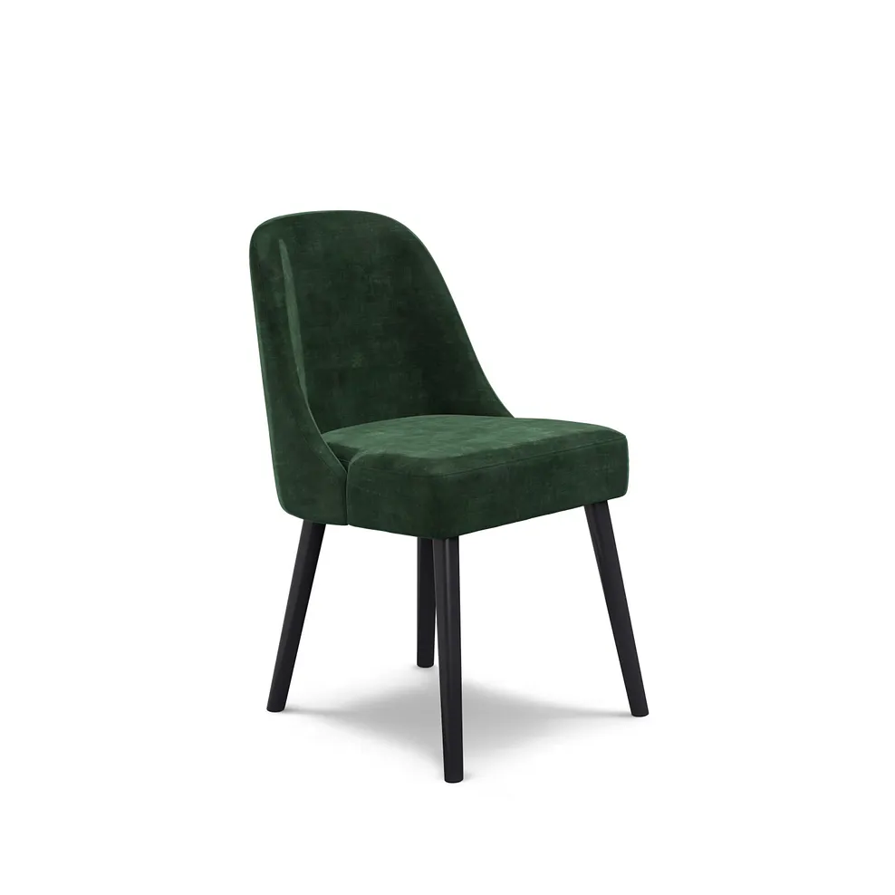 BETTE Bottle Green Velvet Chair Black Hardwood - Image 2