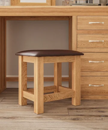 BEVEL Dressing Stool Natural Solid Oak