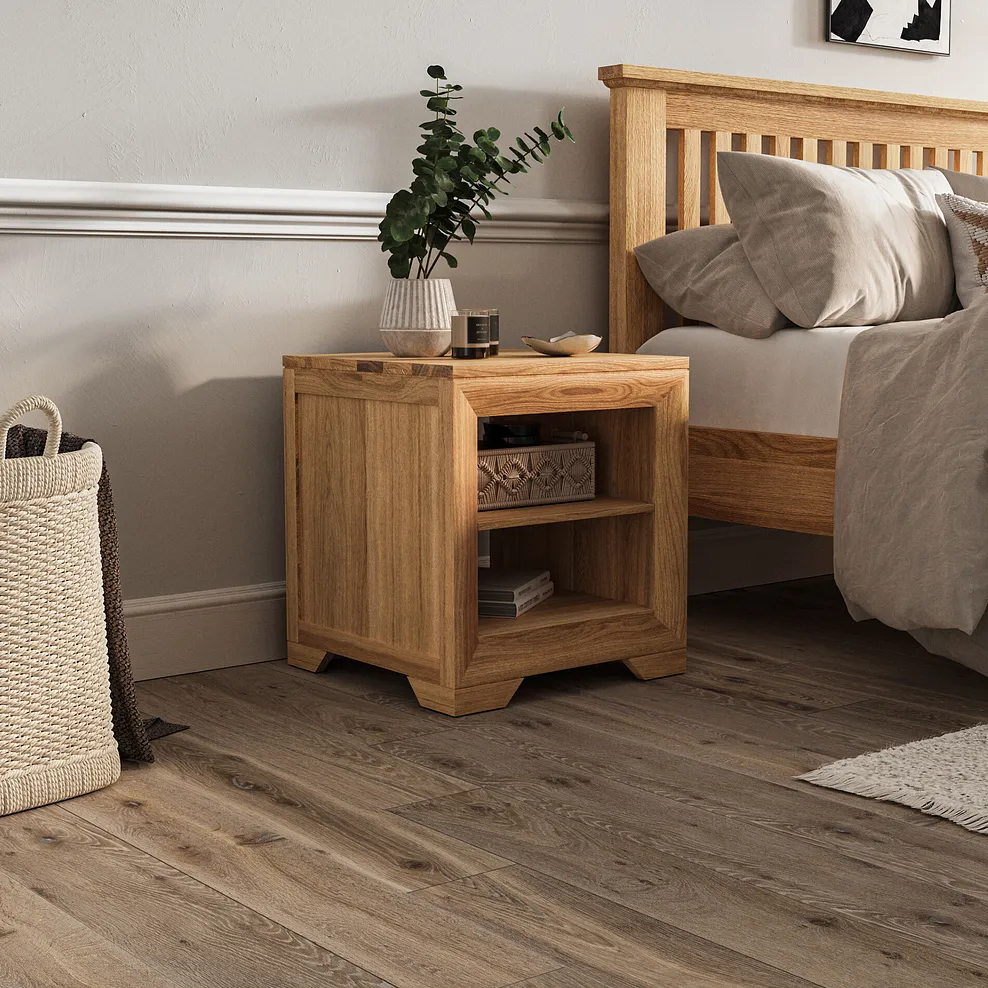 BEVEL Bedside Table Natural Solid Oak - Image 3