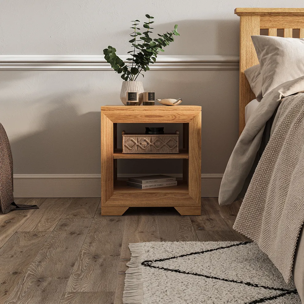 BEVEL Bedside Table Natural Solid Oak