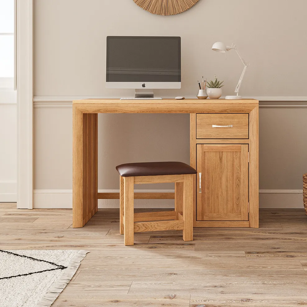 BEVEL Desk Natural Solid Oak