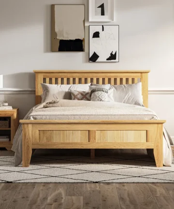 BEVEL King-Size Bed Natural Solid Oak