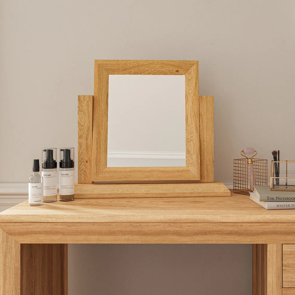 BEVEL Dressing Table Mirror Natural Solid Oak