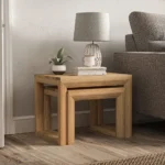 BEVEL Nest of Tables Natural Solid Oak