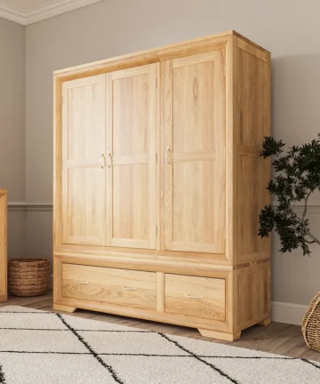 BEVEL Triple Wardrobe Natural Solid Oak